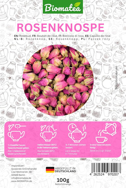 Rosenknospen, 100 g duftende, ganze Rosenteeblüten