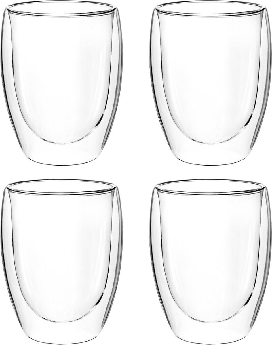 4x 350ml doppelwandige Latte Macchiato, Tee Gläser mit Schwebeeffekt
