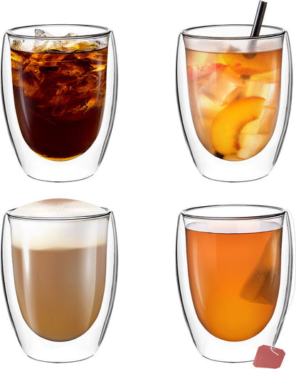 4x 350ml doppelwandige Latte Macchiato, Tee Gläser mit Schwebeeffekt