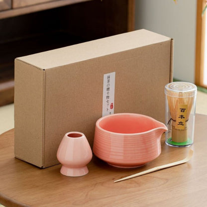 Japanisches traditionelles Matcha Starter Set – Basic Edition | Matcha Schale aus Keramik mit Bambusbesen, Besenhalter & Bambuslöffel
