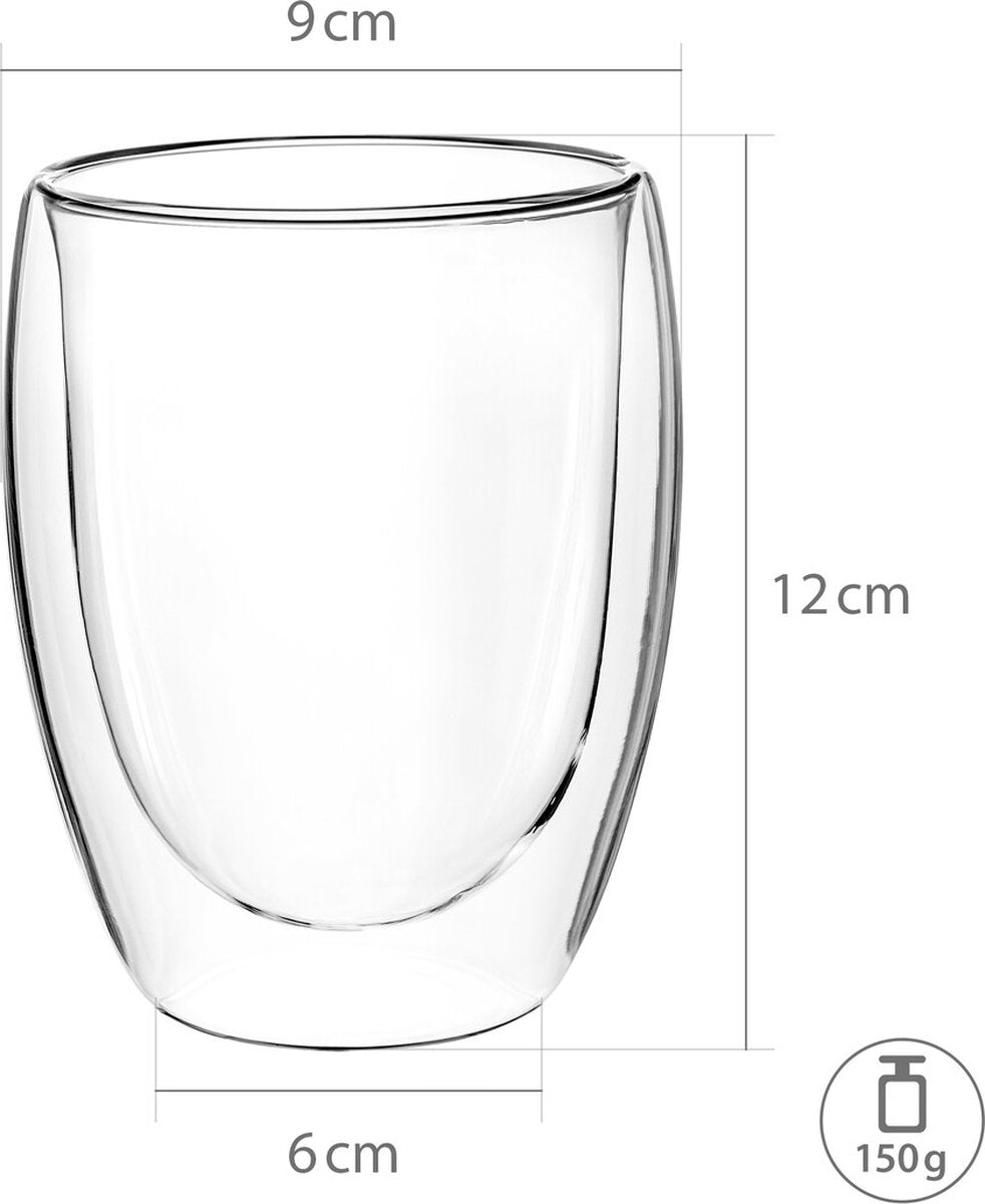 4x 350ml doppelwandige Latte Macchiato, Tee Gläser mit Schwebeeffekt