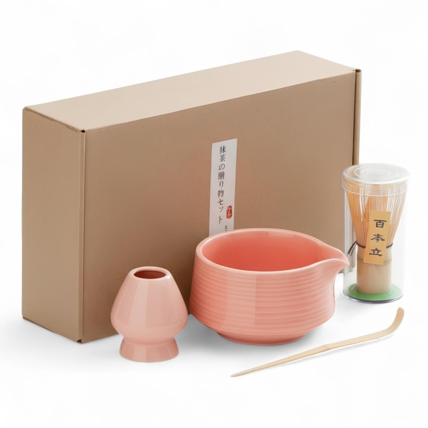 Japanisches traditionelles Matcha Starter Set – Basic Edition | Matcha Schale aus Keramik mit Bambusbesen, Besenhalter & Bambuslöffel