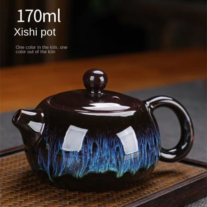 Keramik Teeset mit Kannen und 4 Tassen – Handgefertigtes Kung-Fu-Teeset mit Geschenkverpackung