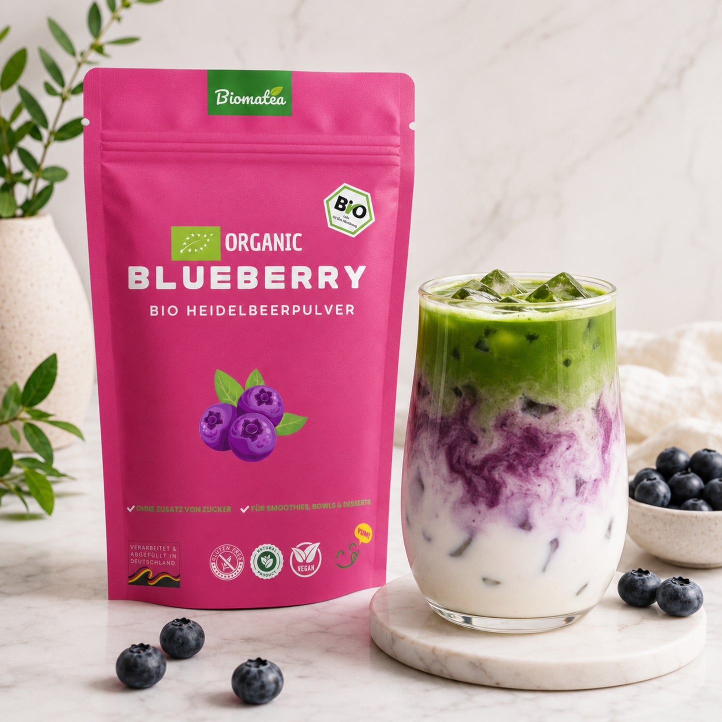 Bio Heidelbeerpulver 100g – Organic Blueberry Powder im Doypack, ohne Zusätze, ohne Zuckerzusatz
