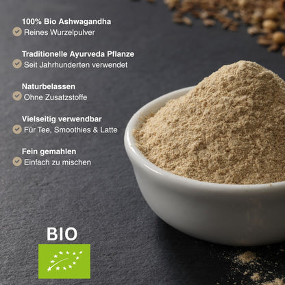 Bio Ashwagandha Wurzel Pulver | fein Gemahlen | Gewürze | Vegan