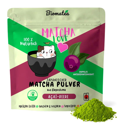 Matcha Love, 50 g japanischer Matcha Tee Pulver mit Acai Beere Geschmack