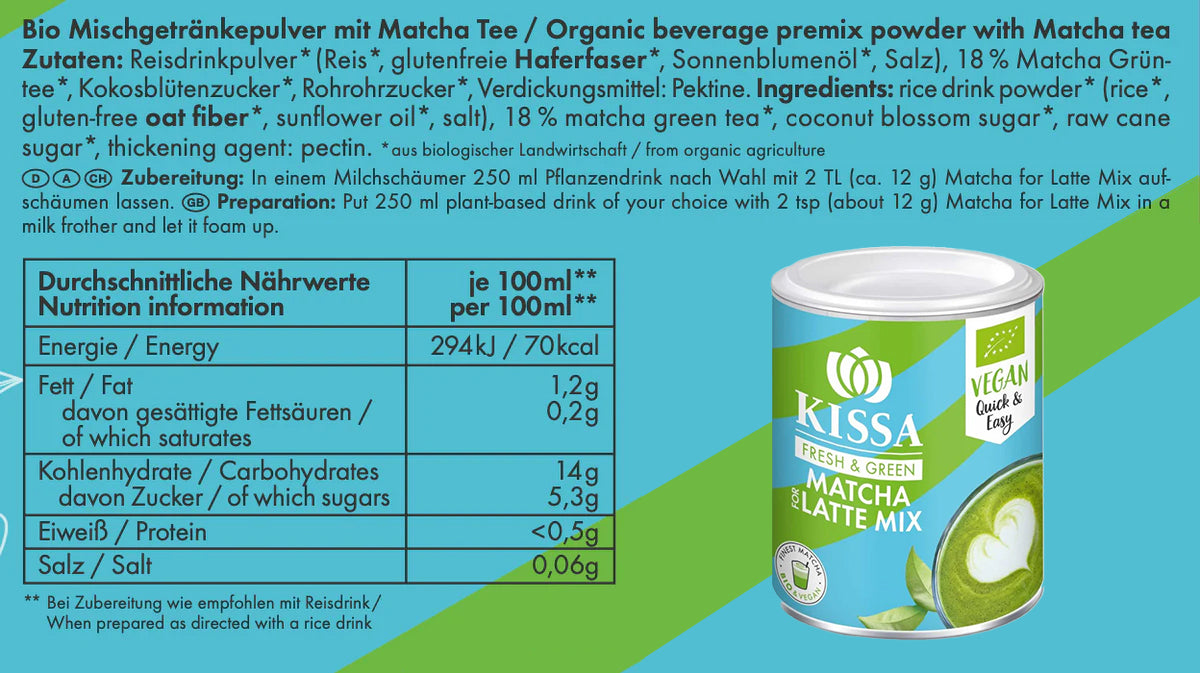 Bio Matcha für Latte mix, 120g