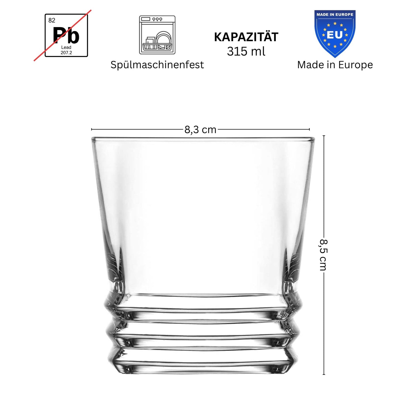 Elegan Softdrink Trinkgläser Set 315 und 335 ml, 12 Stück