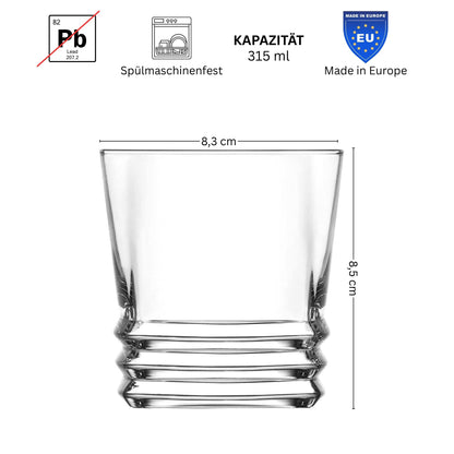 Elegan Softdrink Trinkgläser Set 315 und 335 ml, 12 Stück