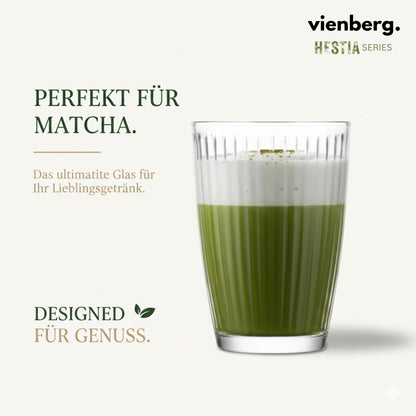 Premium Matcha, Longdrink-Gläser (6er Set) – Massiv & Innen-Geriffelt 415ml