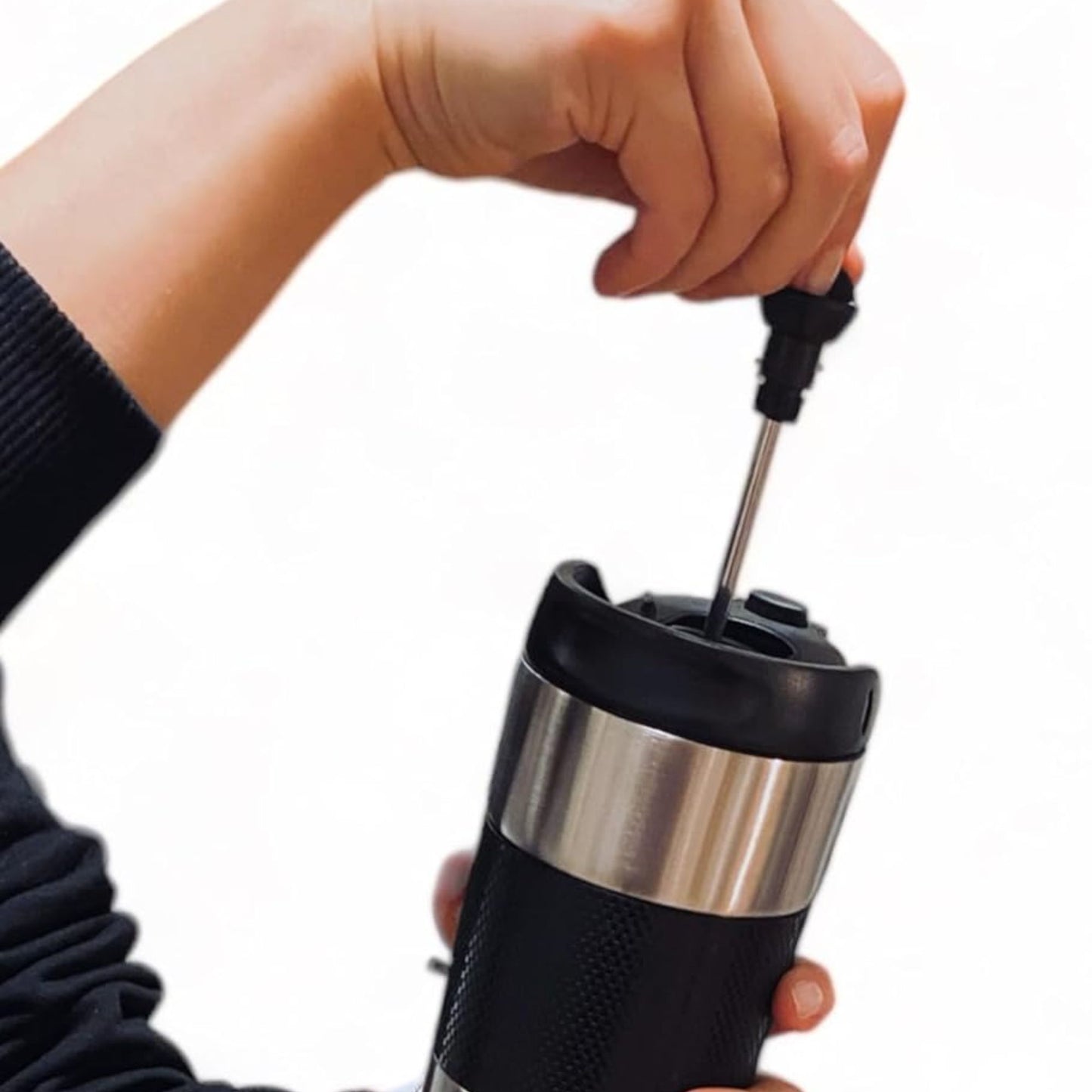Doppelwandig French Press Thermobecher 450ml, für Tee und Kaffee, Silber