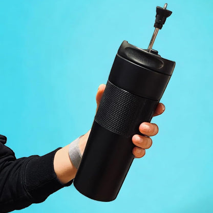 Doppelwandig French Press Thermobecher 450ml, für Tee und Kaffee, Schwarz