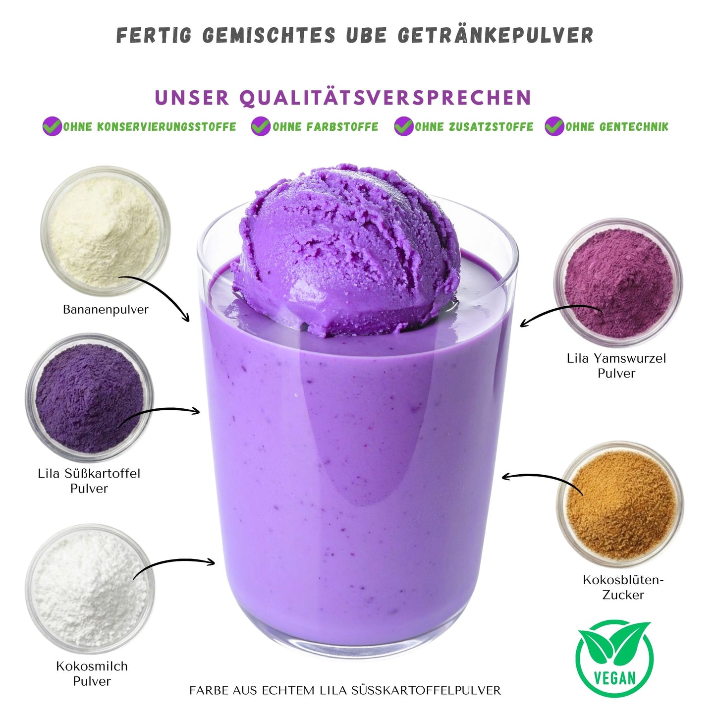 Vegan Ube Latte "Tropical" – Mit Kokosmilch & Lila Yamswurzel (Laktosefrei)