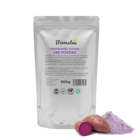 Lila Yamswurzel-Pulver 500 g, Ube powder, naturbelassen & rein, vegan & glutenfrei Lila Süßkartoffelpulver