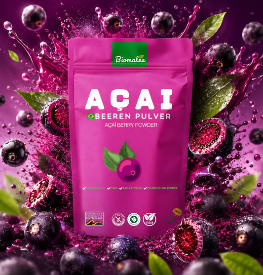Biomatea Acai Beeren Pulver 100g - Ideal für Smoothies & Desserts - Nährstoffreich