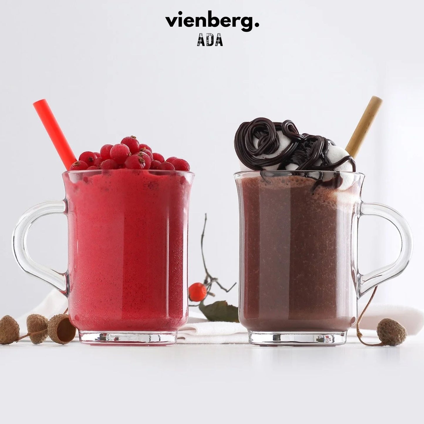 Ada 6 Stück Teegläser mit Henkel, 250ml Kaffee, Cappuccino, Matcha & Tee Glas