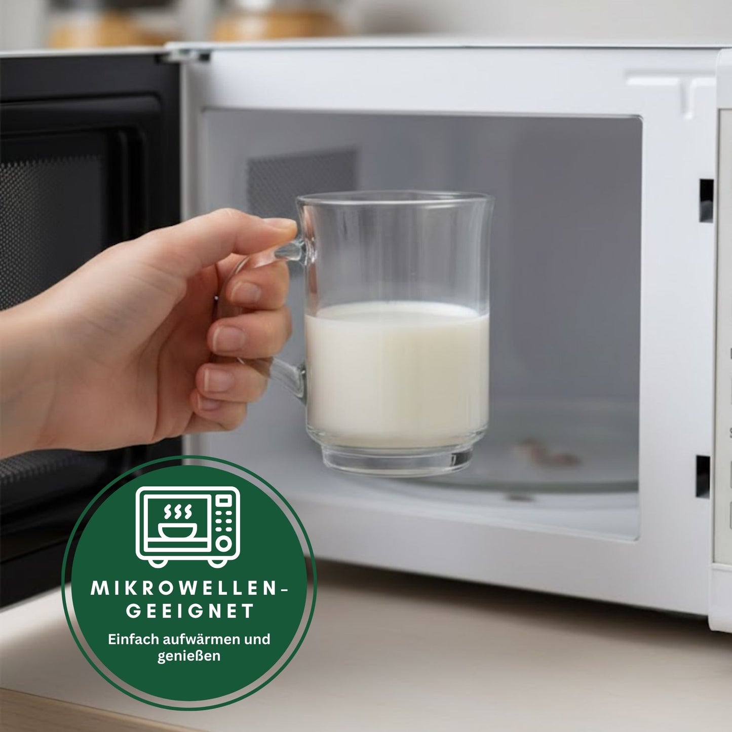 Ada 6 Stück Teegläser mit Henkel, 250ml Kaffee, Cappuccino, Matcha & Tee Glas