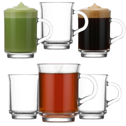 Ada 6 Stück Teegläser mit Henkel, 250ml Kaffee, Cappuccino, Matcha & Tee Glas