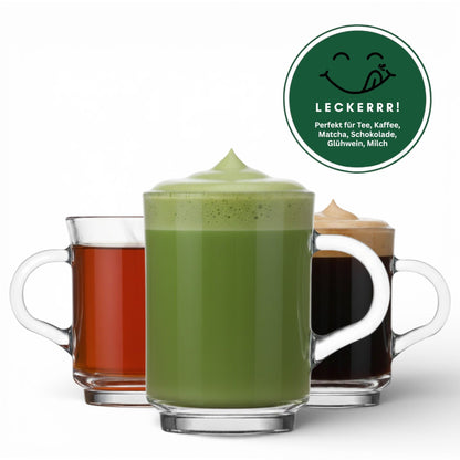 Ada 6 Stück Teegläser mit Henkel, 250ml Kaffee, Cappuccino, Matcha & Tee Glas