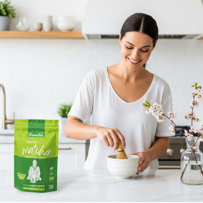 Biomatea 100g Bio Matcha Tee Pulver, Ceremonial aus Japan, single Origin, Premium Qualität