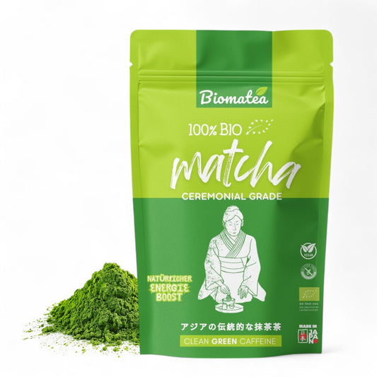 Biomatea 100g Bio Matcha Tee Pulver, Ceremonial aus Japan, single Origin, Premium Qualität