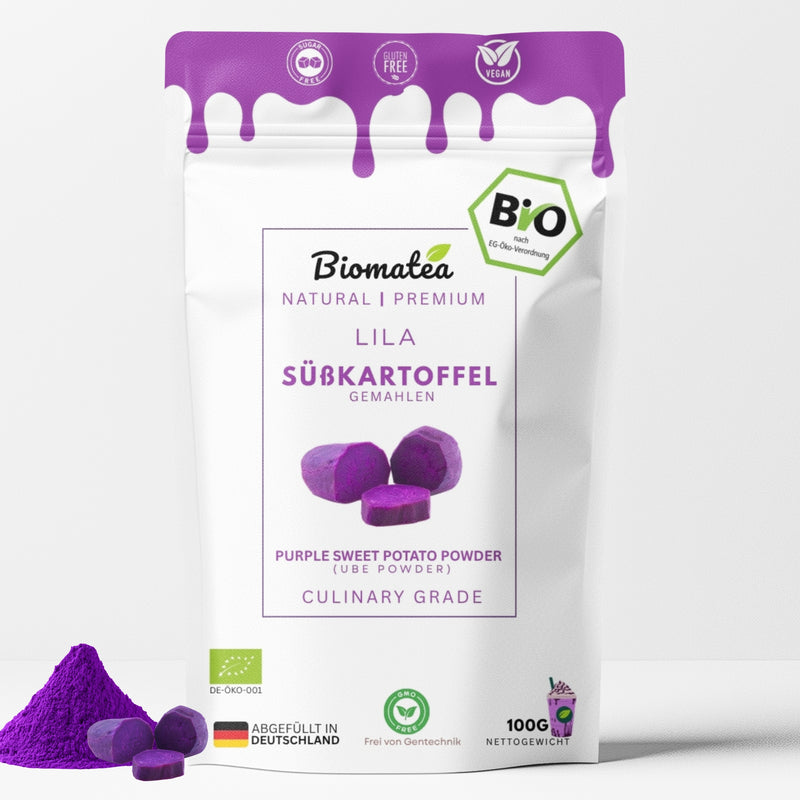 Bio Lila Süßkartoffel Pulver, 100g ideal für Ube Purple Latte, Smoothies, backen