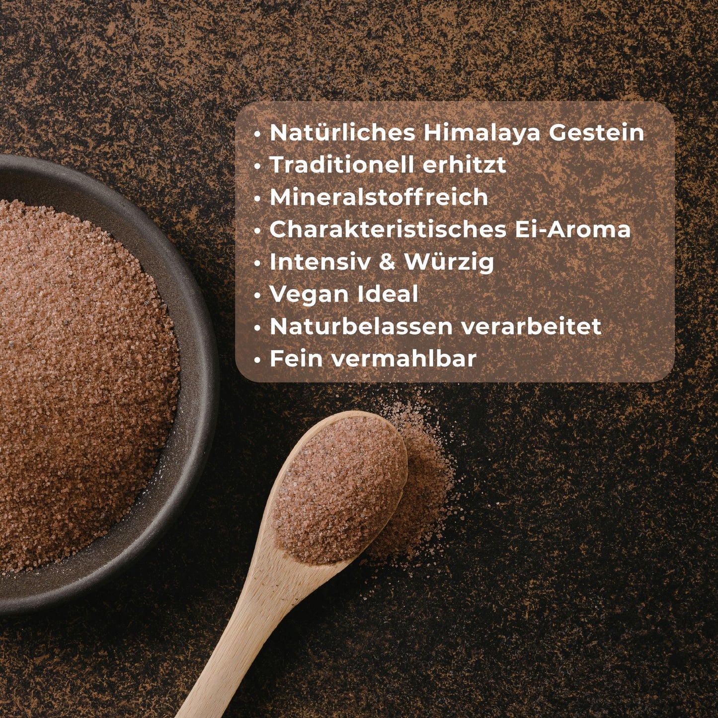 Biomatea Gourmet Series Kala Namak Schwarzsalz – Fein Gemahlen – Veganes Himalaya Salz mit Ei-Aroma, 500g
