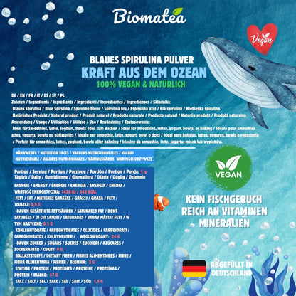 Reines Blaues Spirulina Pulver, Blue Spirulina, Vegan, 30g Wasserlösliches Phycocyanin