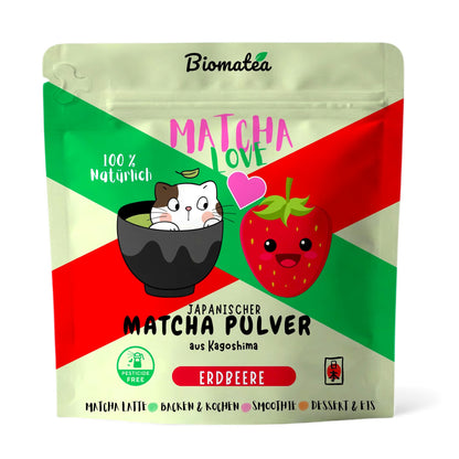 Matcha Love, 50 g japanischer Matcha Tee Pulver mit Erdbeere Geschmack