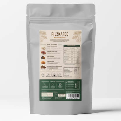 Biomatea Pilzkaffee Mushroom Coffee 500g Vorratspack | Löslicher Kaffee mit Kokosmilch & 4 Pilzextrakten