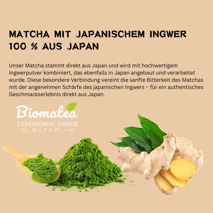 Biomatea Ceremonial Ingwer Matcha, ohne Zucker, 50g