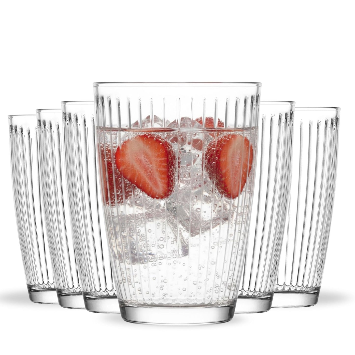 Premium Matcha, Longdrink-Gläser (6er Set) – Massiv & Innen-Geriffelt 415ml