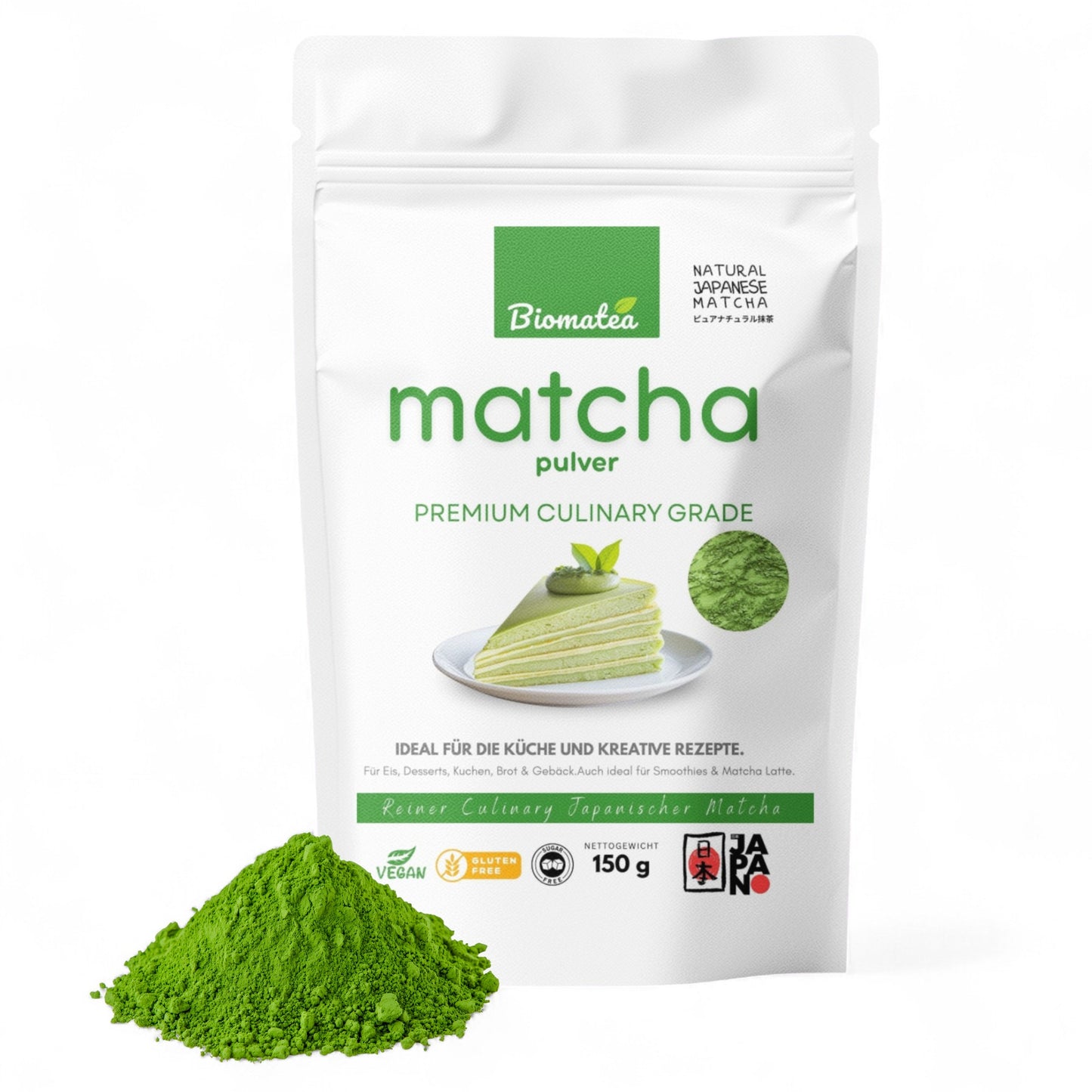 Matcha Pulver aus Japan 150g – Culinary Grade – Premium Grüntee für Backen, Desserts, Smoothies & Latte