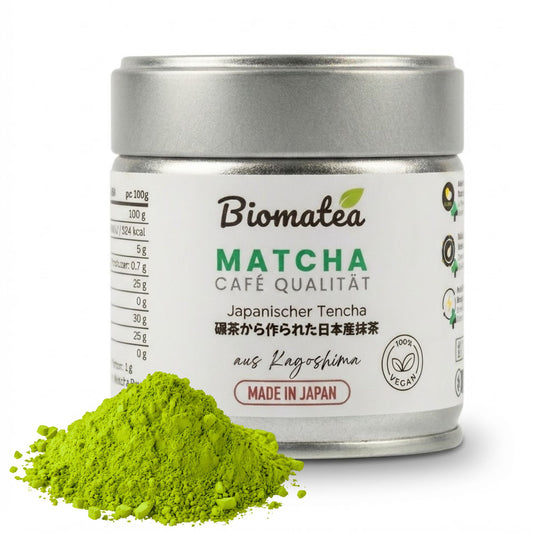 HIWA Matcha Tee Pulver aus Japan Kagoshima 30 g Dose mit Aufreißlasche, Cafe Qualität Culinary