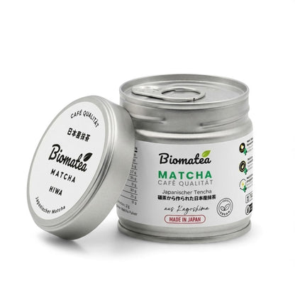 HIWA Matcha Tee Pulver aus Japan Kagoshima 30 g Dose mit Aufreißlasche, Cafe Qualität Culinary