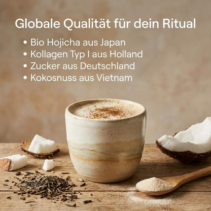 Biomatea Hojicha Kollagen Latte – Die 10-Tage Beauty Glow Kur (Premium Instant Mix mit Kokos)
