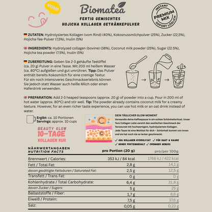 Biomatea Hojicha Kollagen Latte – Die 10-Tage Beauty Glow Kur (Premium Instant Mix mit Kokos)