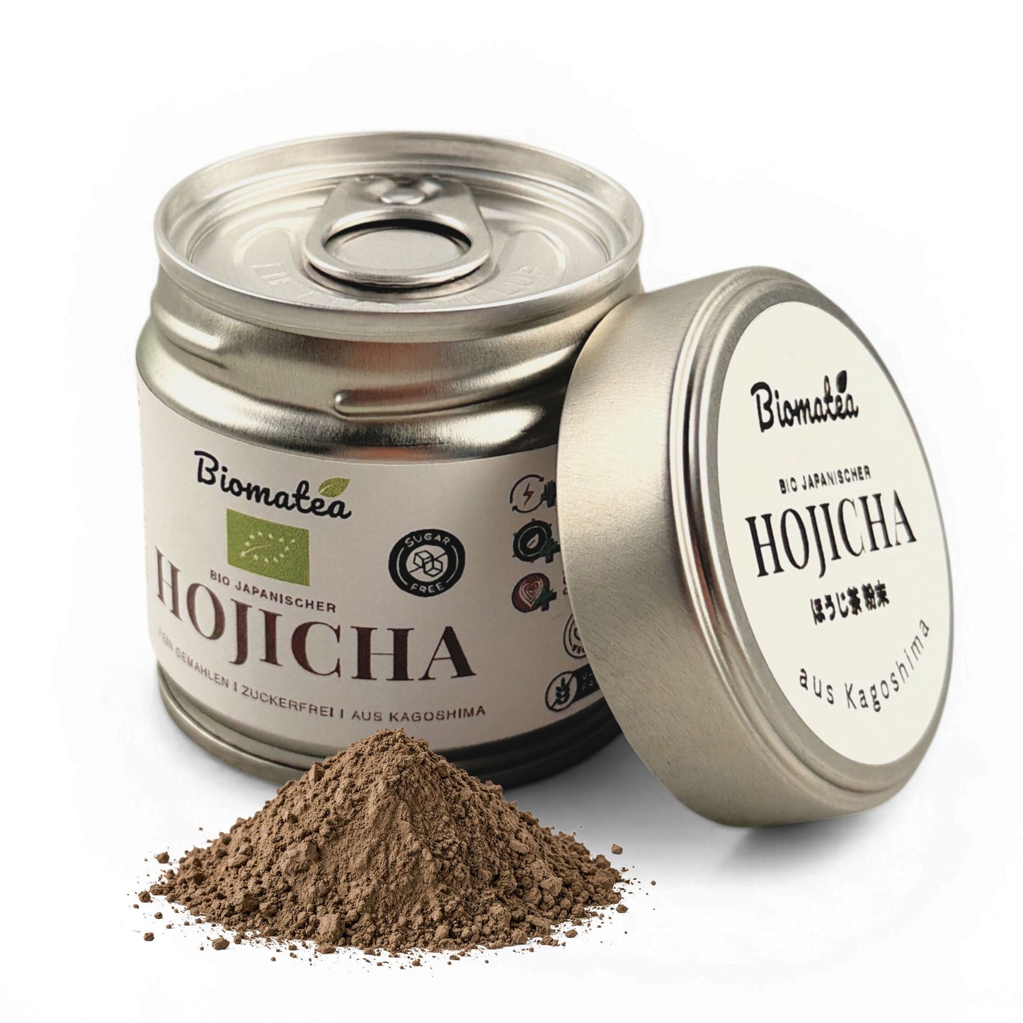 Biomatea Bio Hojicha aus Kagoshima – Gerösteter Japanischer Grüntee, Koffeinarm, 40g Dose
