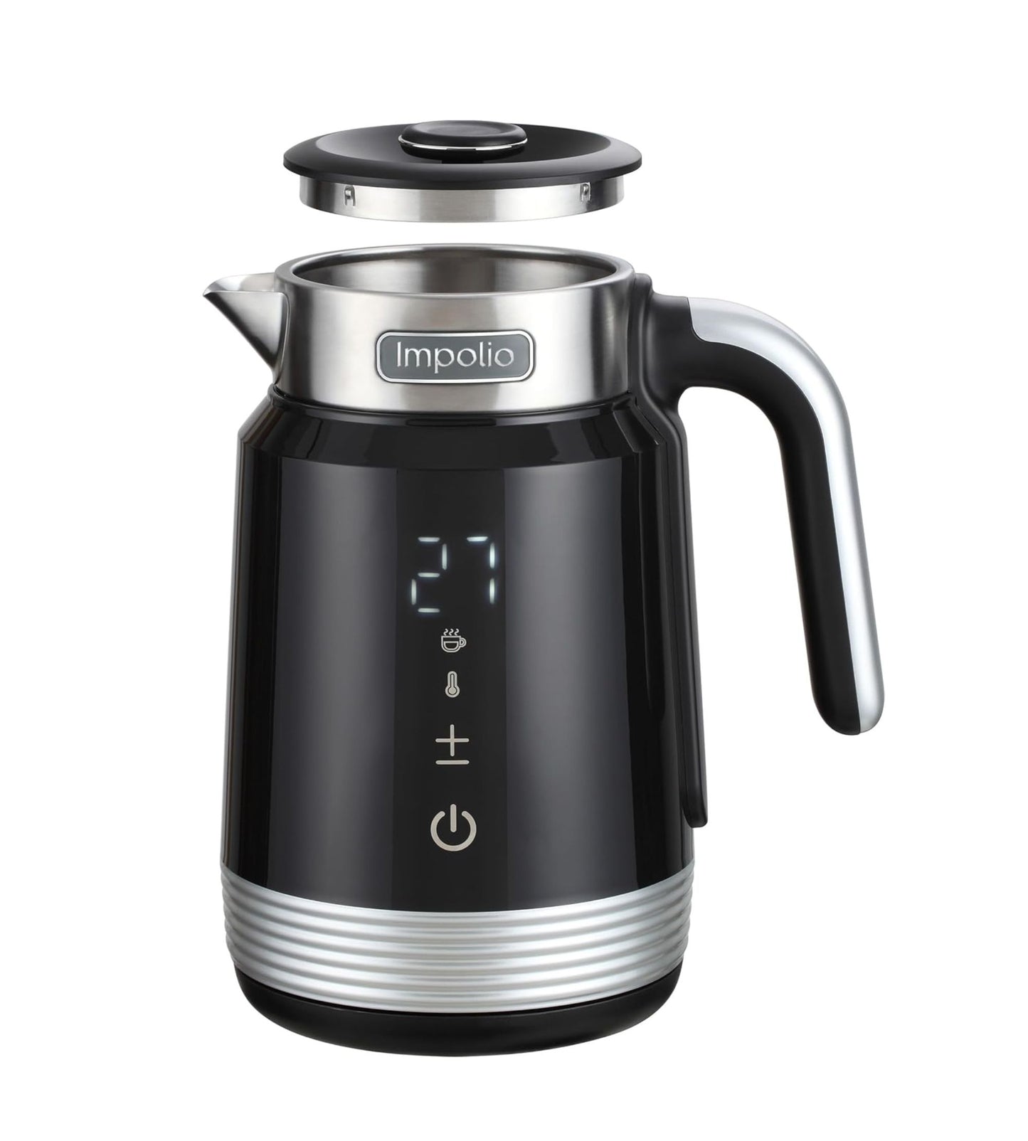 Retro Novo Wasserkocher Doppelwandig Edelstahl 1.7 Liter, 2200W, Schwarz-Silber