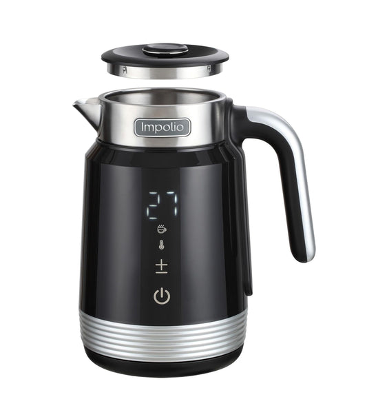 Retro Novo Wasserkocher Doppelwandig Edelstahl 1.7 Liter, 2200W, Schwarz-Silber