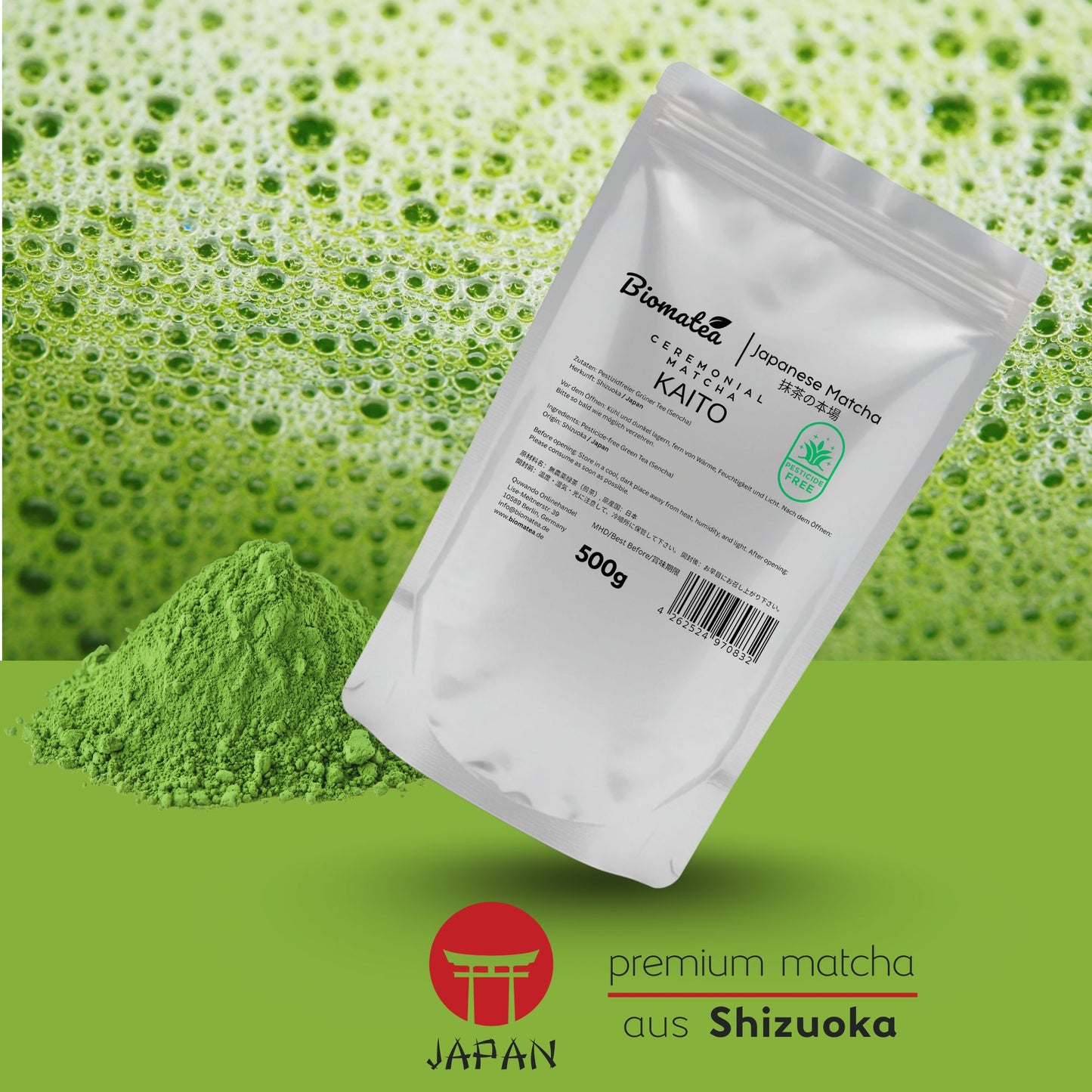 500g Vorratspack Ceremonial Matcha Pulver aus Shizuoka Japan, Pestizidfrei Matcha-Tee
