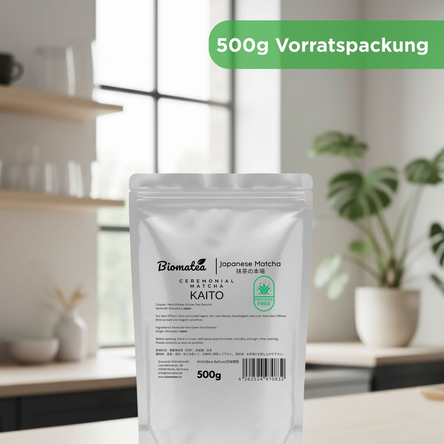 500g Vorratspack Ceremonial Matcha Pulver aus Shizuoka Japan, Pestizidfrei Matcha-Tee