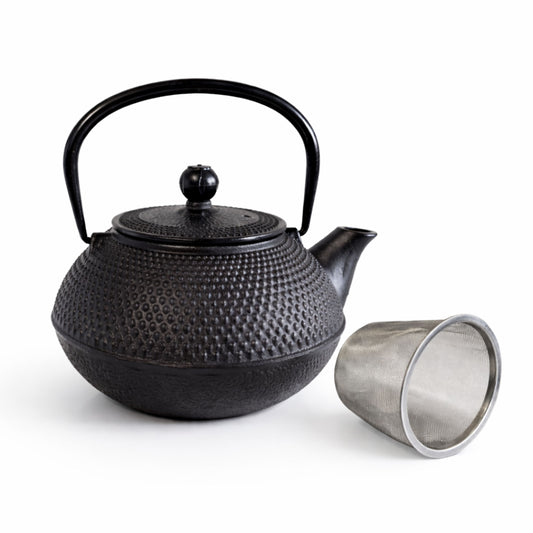 Gusseisen japanische Teekanne mit Edelstahl Teesieb, 800 ml, Schwarz