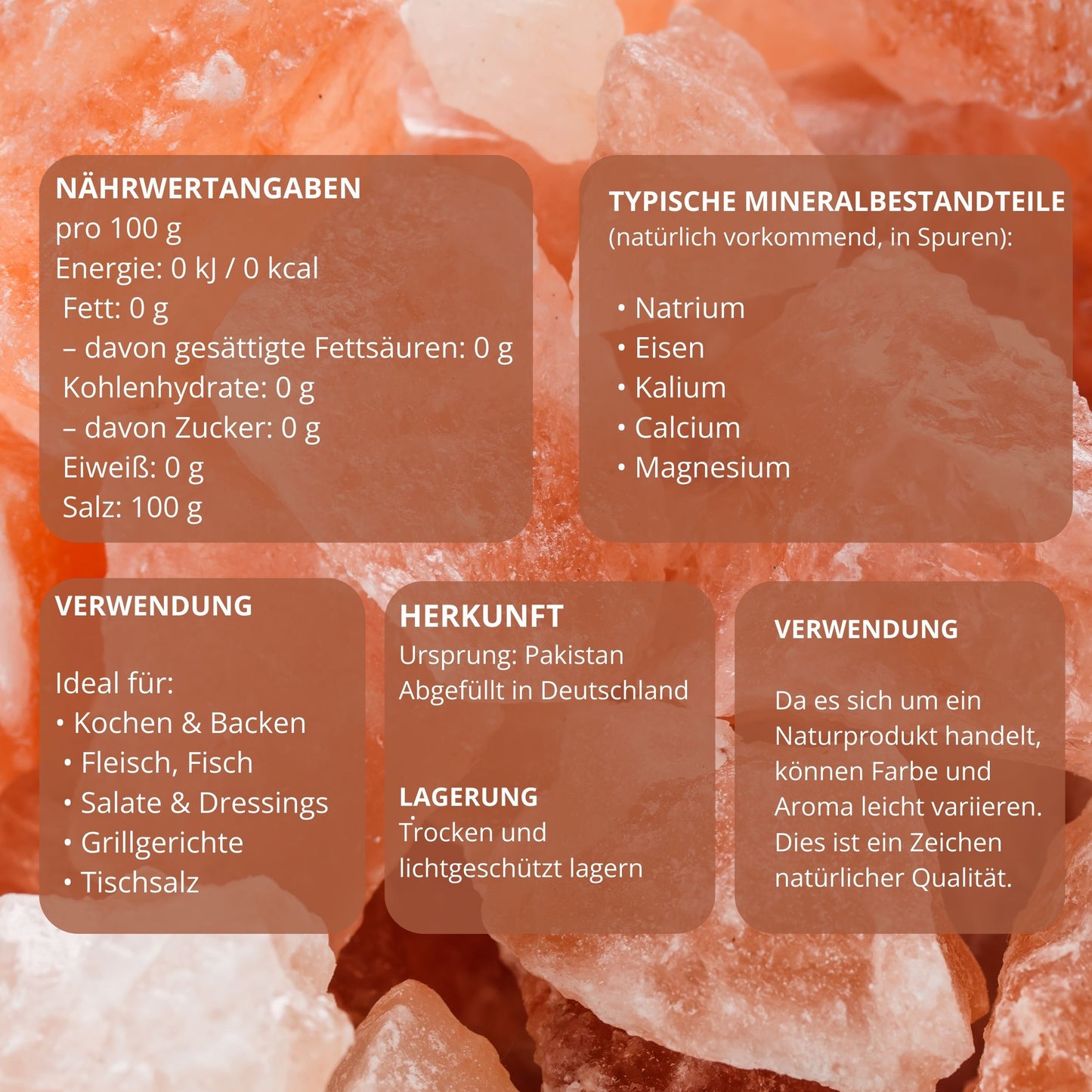 Biomatea Gourmet Series Himalaya Kristallsalz Weiß-Rosa – Fein Gemahlen – Naturbelassenes Steinsalz 500g