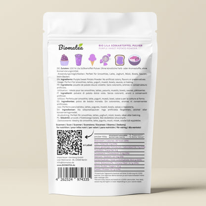 Bio Lila Süßkartoffel Pulver, 100g ideal für Ube Purple Latte, Smoothies, backen