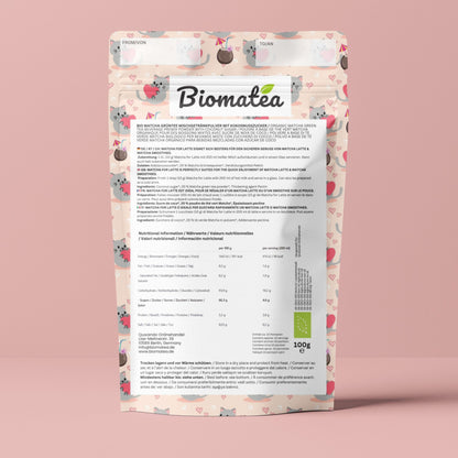 Biomatea 100g Bio Matcha Latte, aus Japan, Love edition, leicht gesüßt