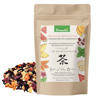 Melon & Mint Cuvée – Erfrischender Früchtetee mit Wassermelone & Minze (80g) – Tee-Atelier Edition