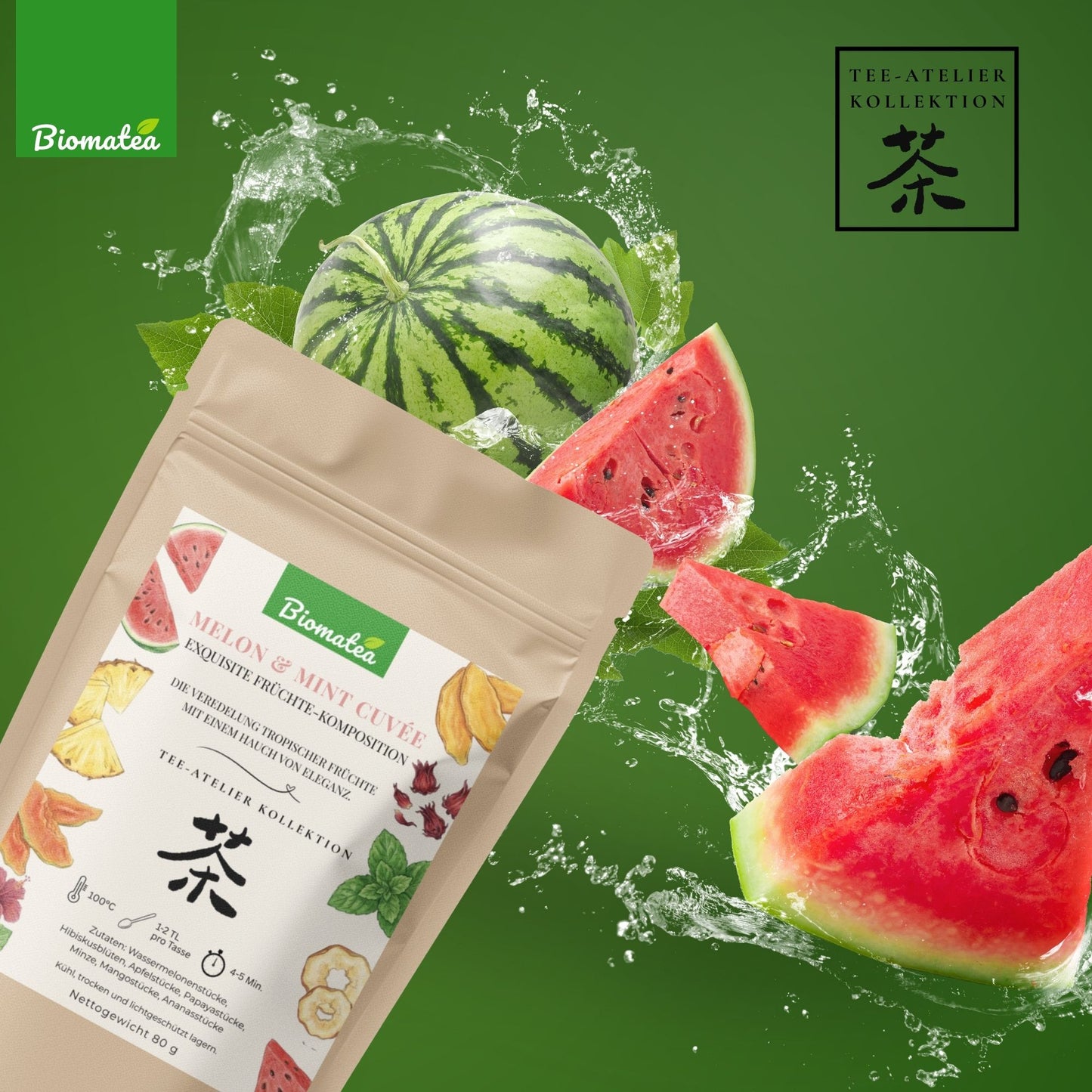 Melon & Mint Cuvée – Erfrischender Früchtetee mit Wassermelone & Minze (80g) – Tee-Atelier Edition