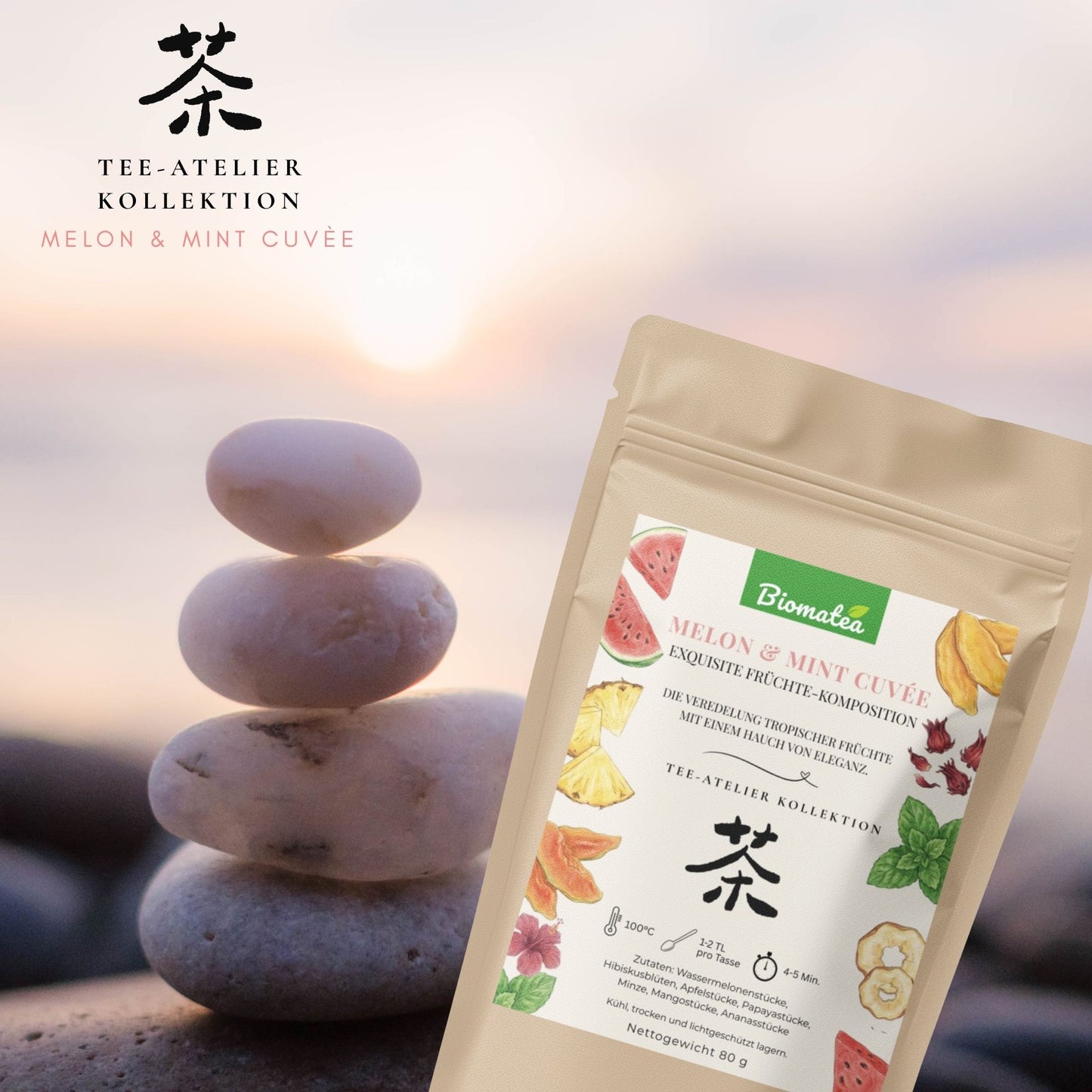 Melon & Mint Cuvée – Erfrischender Früchtetee mit Wassermelone & Minze (80g) – Tee-Atelier Edition