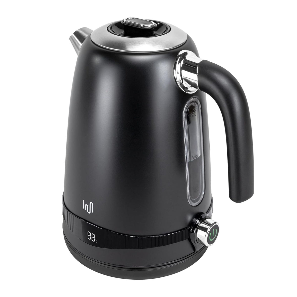Edelstahl Retro Wasserkocher Vintage Design in Schwarz mit LCD digital – Vienberg GmbH